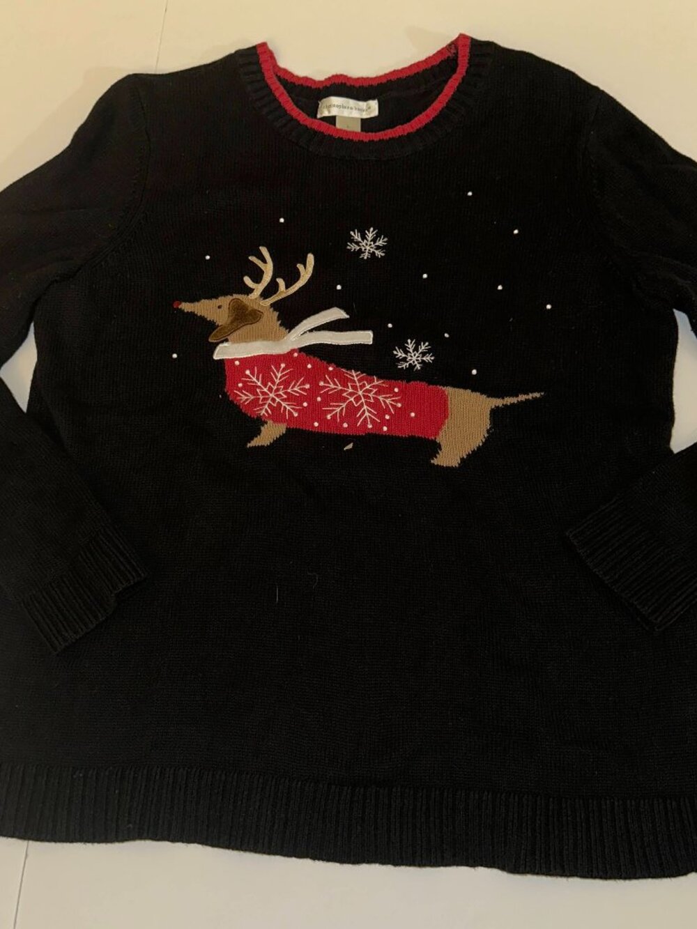 Christopher & Banks Reindeer Dachshund Christmas Sweater Women’s L Large